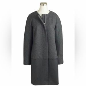 J. Crew gray zip up wool blend coat with faux leather trim women’s‎ 8